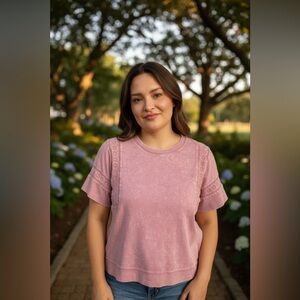 Jane and Delancey Mauve Short Sleeve Top